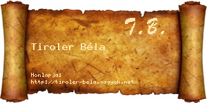 Tiroler Béla névjegykártya